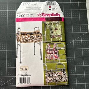 SIMPLICITY UNCUT Sewing Pattern 2300  Walker Caddy Storage Bags Organizer